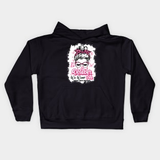 In October We Wear Pink Messy Bun Breast Cancer Awareness Kids Hoodie